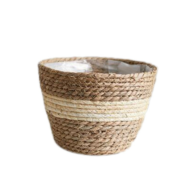 Woven Planter Basket Flower Plant Pot Home Bathroom Storage Lined Holder Hamper Beige | Walmart (US)