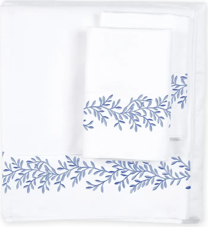 MELANGE HOME Floral Leaf Embroidered 600 Thread Count 100% Cotton Sheets | Nordstromrack | Nordstrom Rack
