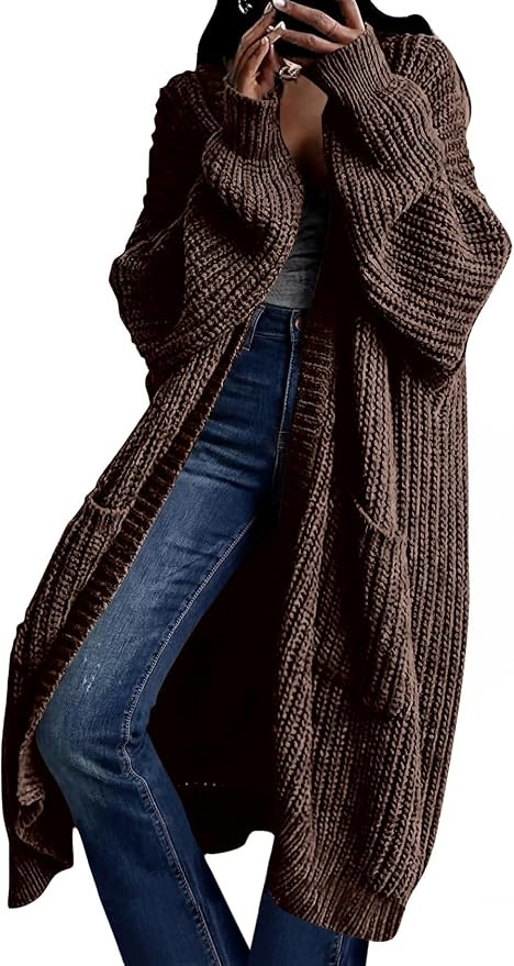 Women's Oversized Cardigans Sweater Long Coat Knit Fall Winter Cozy Outfits with Pockets | Amazon (US)