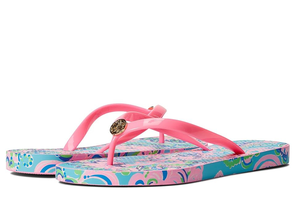 Lilly Pulitzer Pool Flip-Flop (Blue Horizon Jungle Sunrise) Women's Sandals | Zappos
