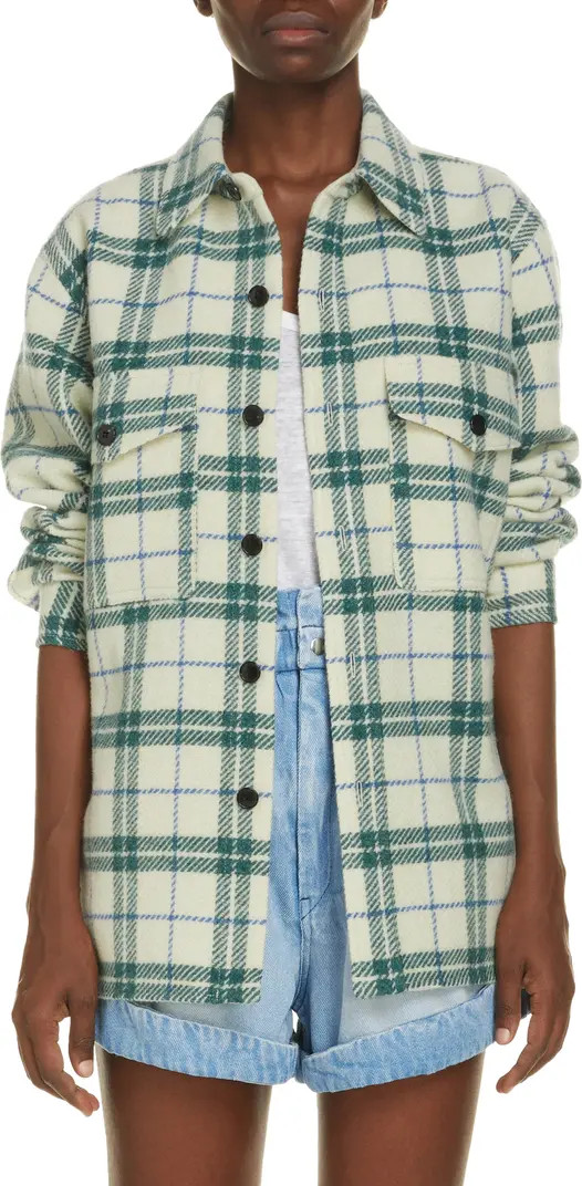 Isabel Marant Faxon Plaid Wool Shirt | Nordstrom