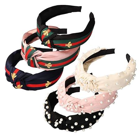 Headbands for Women 6 Pack, 3 Bee Animal Headbands and 3 Velvet Pearl Hairbands, Cute Fashion Ele... | Amazon (US)