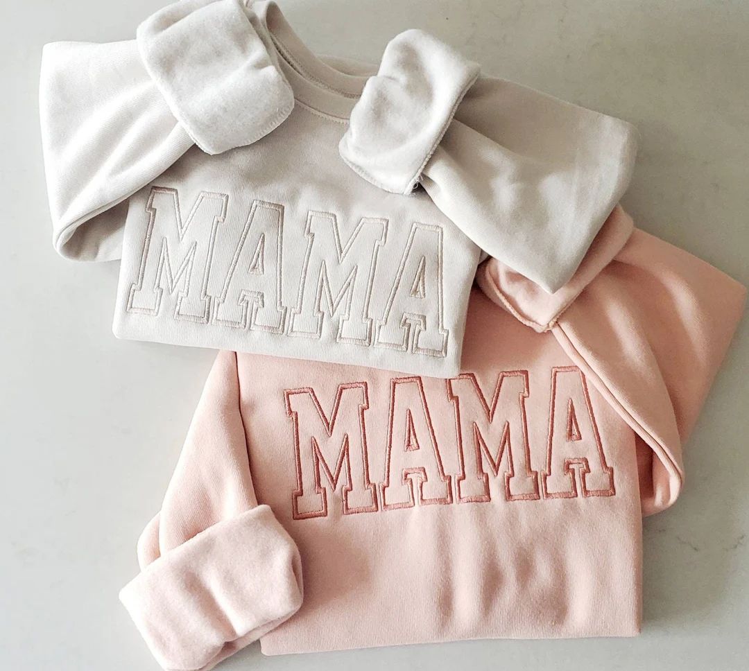 MAMA Neutral Embroidered Sweatshirt- Plus Sizes | Etsy (US)