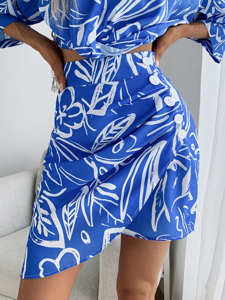 Floral Print Asymmetrical Skirt | SHEIN