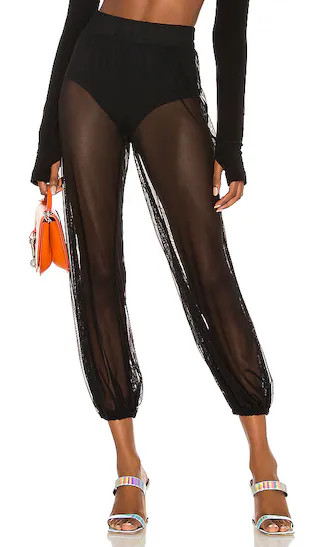 Boyfriend Jog Puff Pant in Black Mesh | Revolve Clothing (Global)