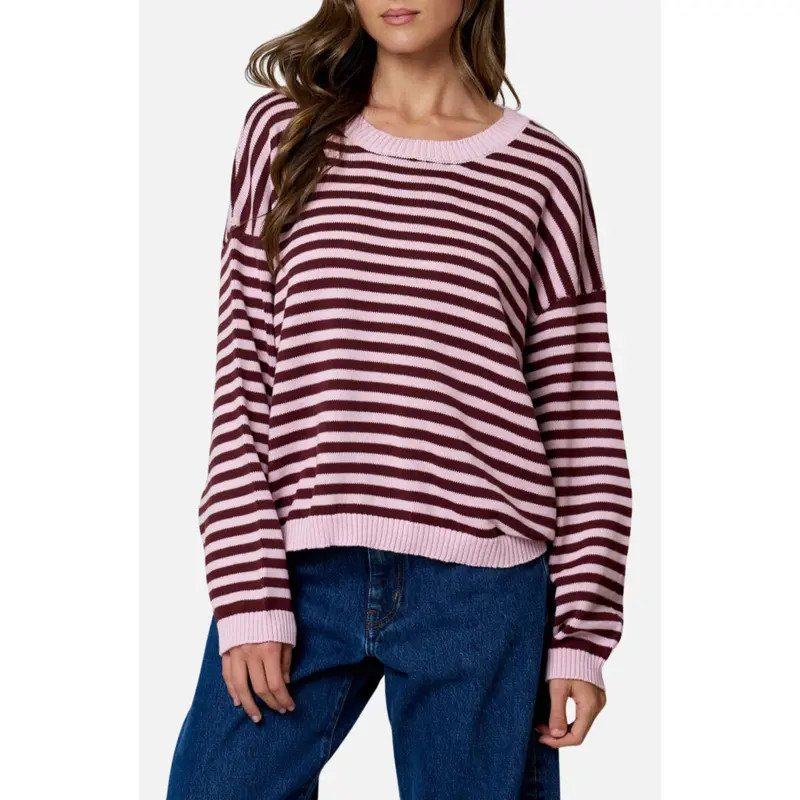 Blu Pepper Stripe Cotton Blend Sweater in Oatmeal at Nordstrom Rack, Size Large | Nordstrom Rack
