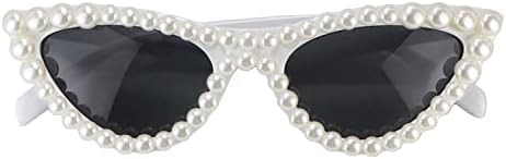 Pearl Cat Eye Sunglasses Womens Cute Fashion Trendy Eyewear | Amazon (US)