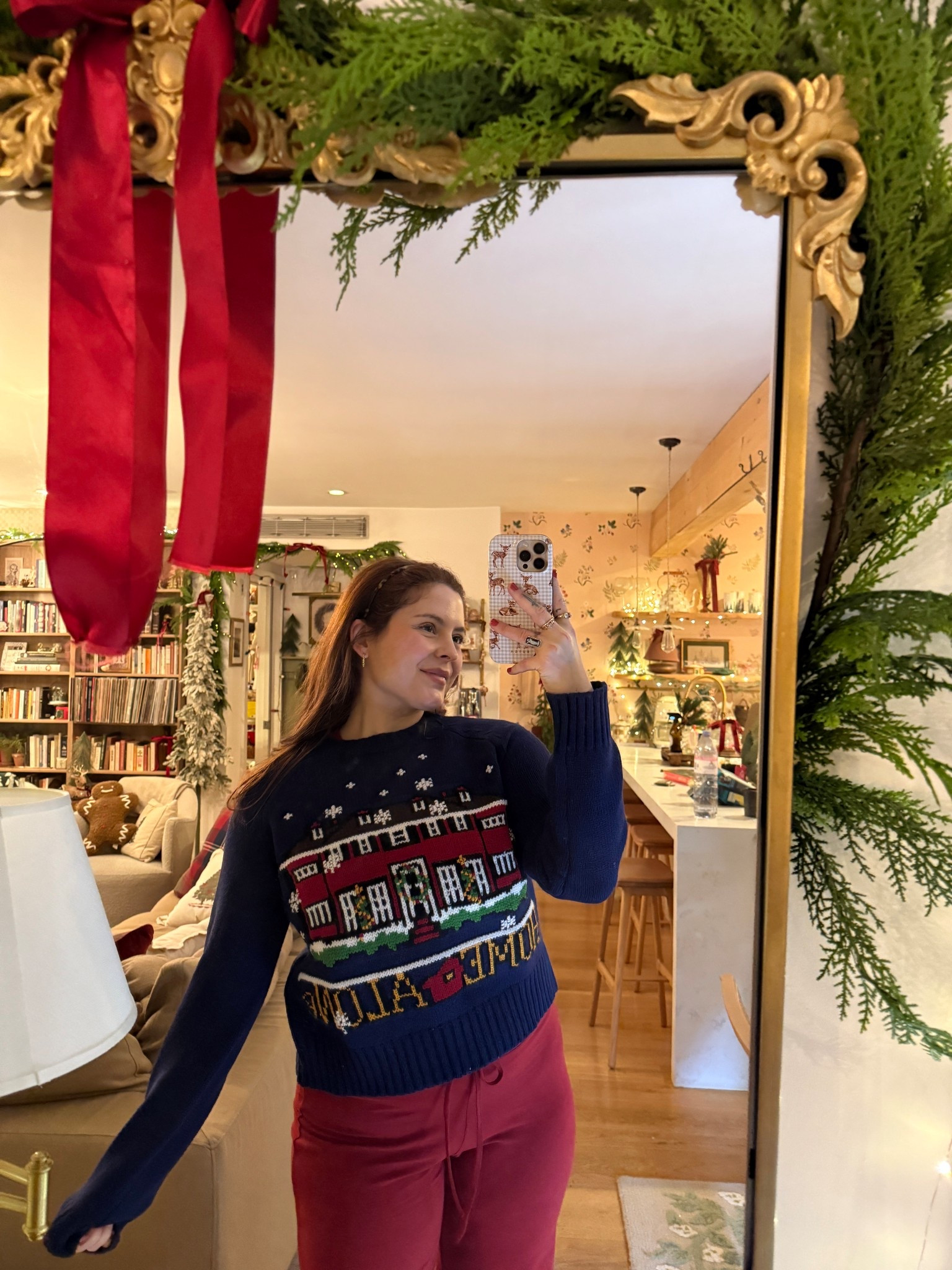 Zara home alone Christmas sweater
Skims lounge pants tie front

#LTKGiftGuide #LTKHoliday #LTKMidsize