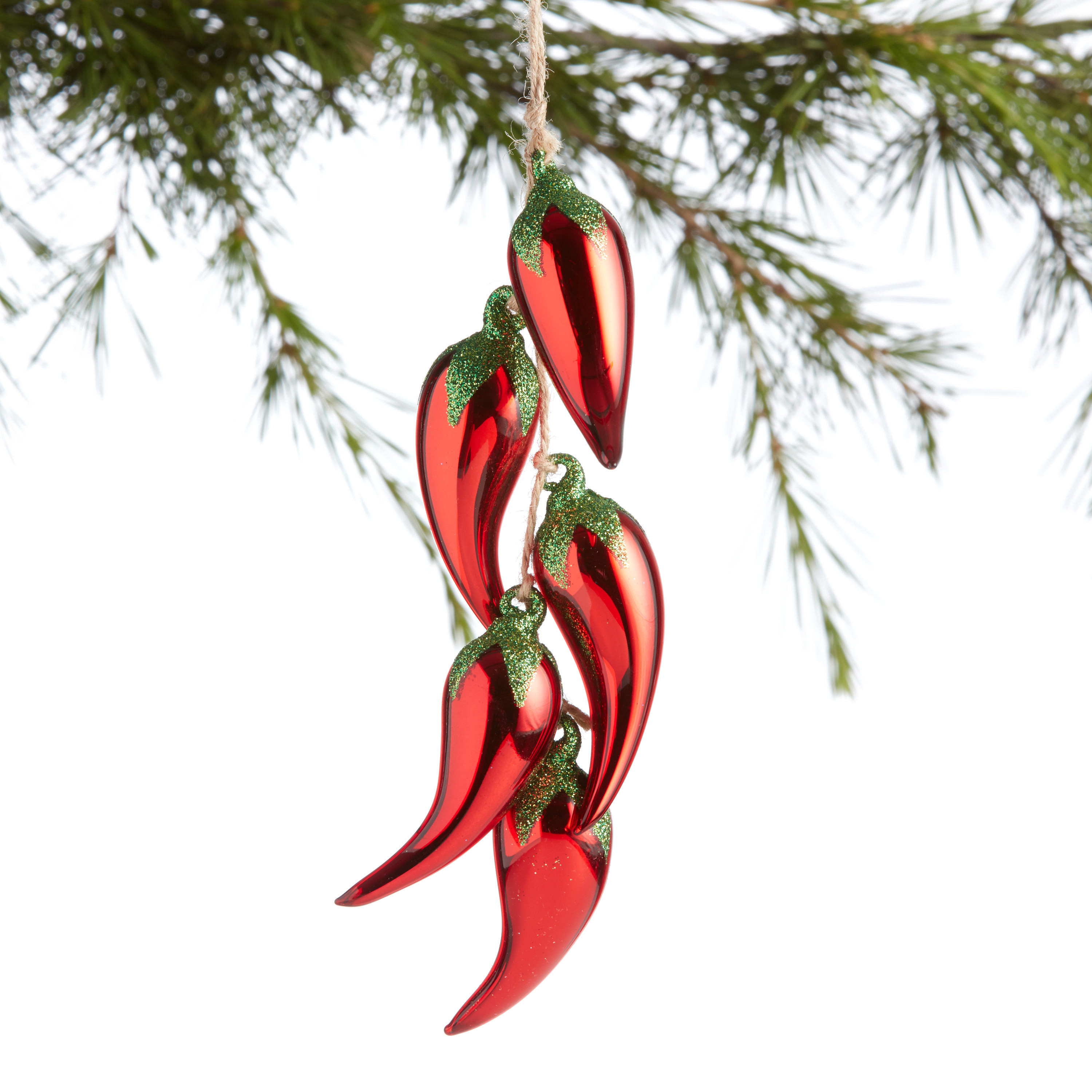 Glass Red and Green Chilis Ornament | World Market