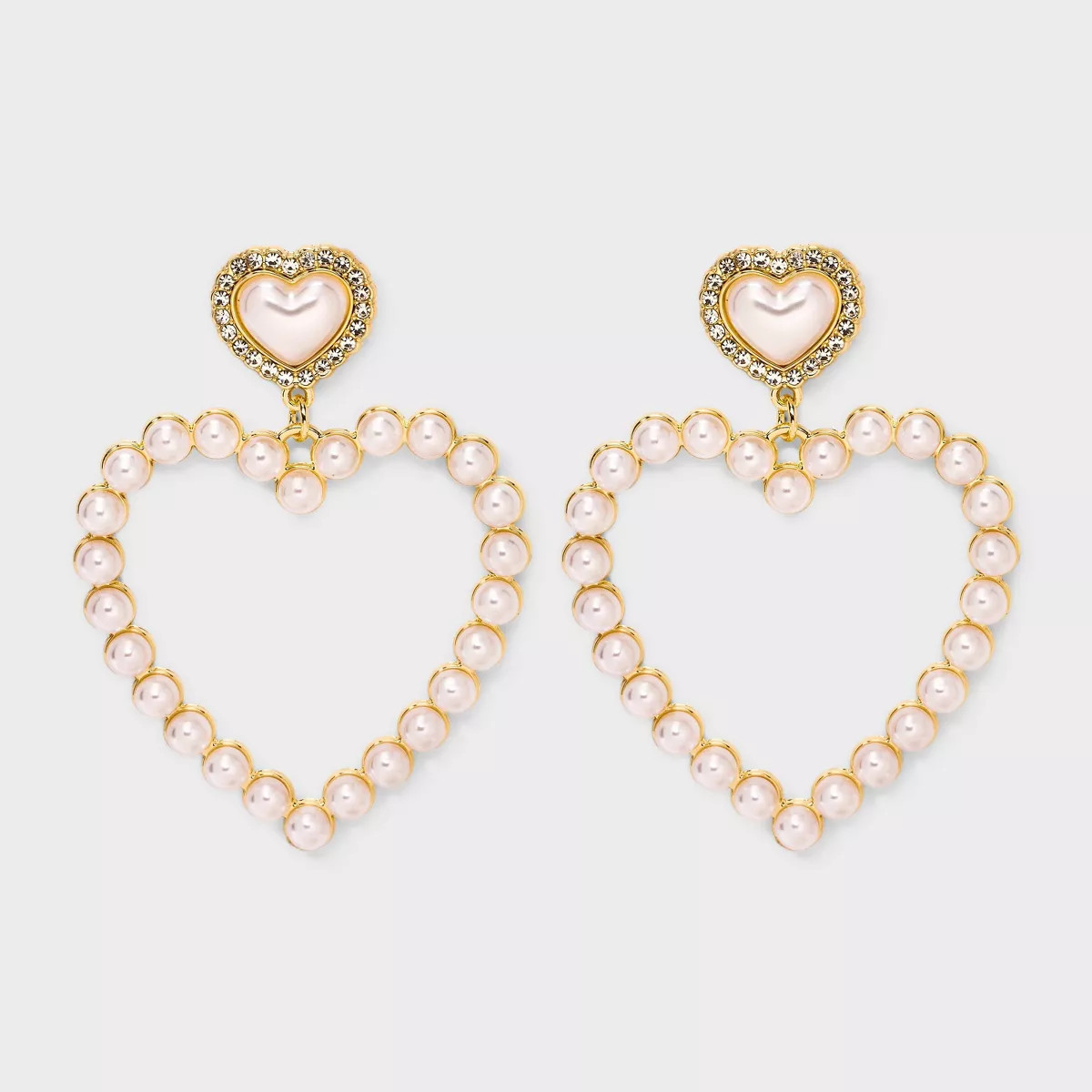Faux Pearl Heart Drop Earrings - Wild Fable™ Gold/White | Target