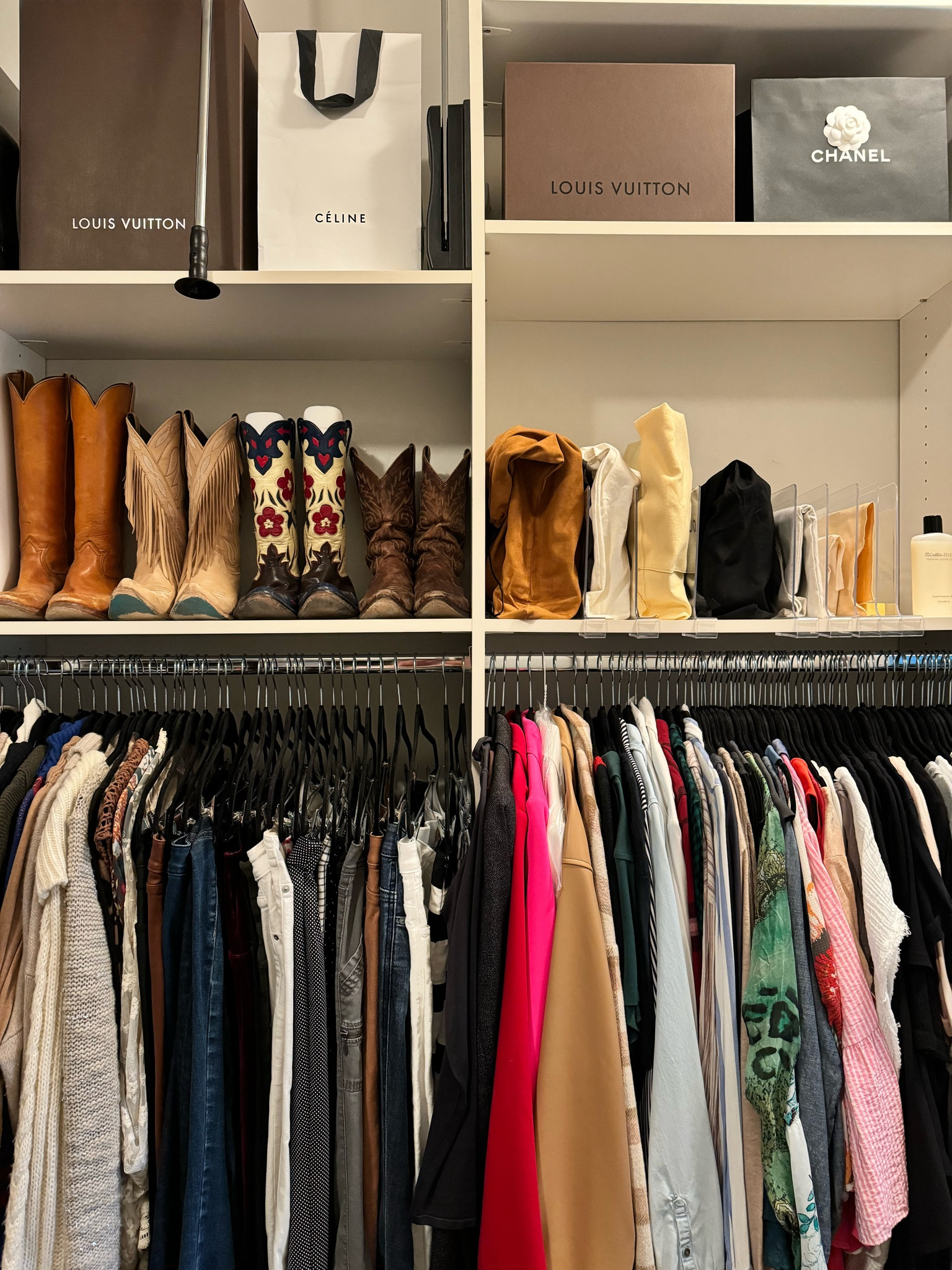 Closet organization coming in hot! 🔥 🔥 🔥 

closet shelf dividers | space saving hangers | velvet hangers | boot hangers | boot shapers | purse dust cover | dust cover storage bags | leather cleaner | leather moisturizer 

#LTKItBag #LTKFindsUnder50 #LTKHome