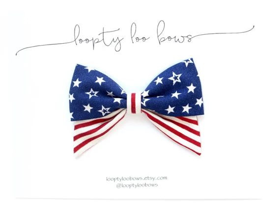 Fourth of July Mini Sailor Bow | Flag | Etsy (US)