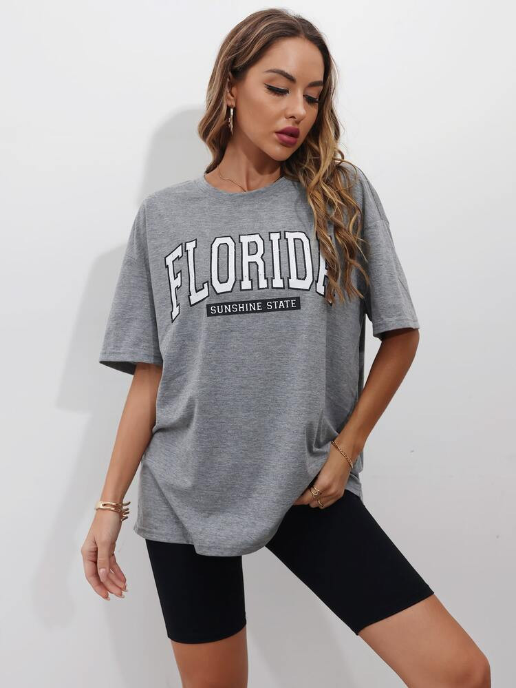 Letter Graphic Drop Shoulder Oversized Tee | SHEIN