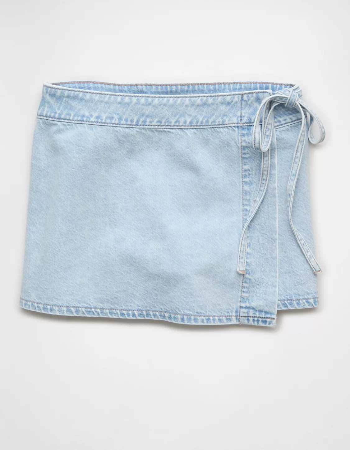 AE High-Waisted Asymmetrical Wrap Denim Skort | American Eagle Outfitters (US & CA)
