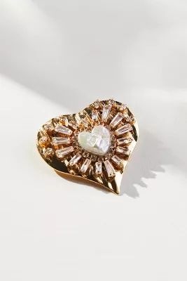 Embellished Mother-Of-Pearl Heart Brooch | Anthropologie (US)