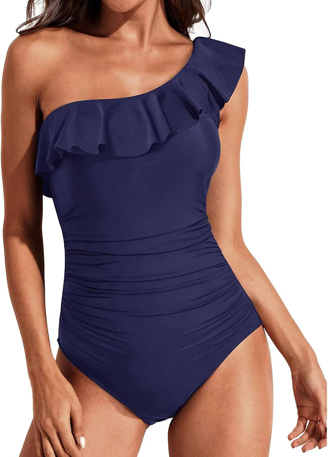 Tempt Me Women One Piece Swimsuits Tummy Control One Shoulder Bathing Suits Ruffle Swimwear | Amazon (US)