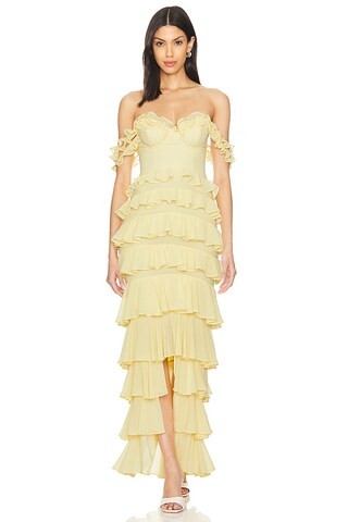 MAJORELLE Avalee Gown in Baby Yellow from Revolve.com | Revolve Clothing (Global)