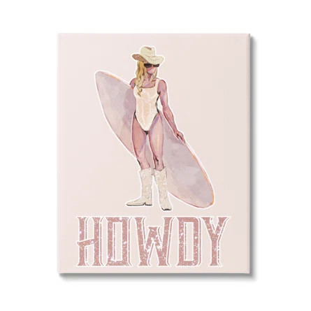 Highland Dunes Howdy Coastal Cowgirl by Ziwei Li Wrapped Canvas Print | Wayfair | Wayfair North America