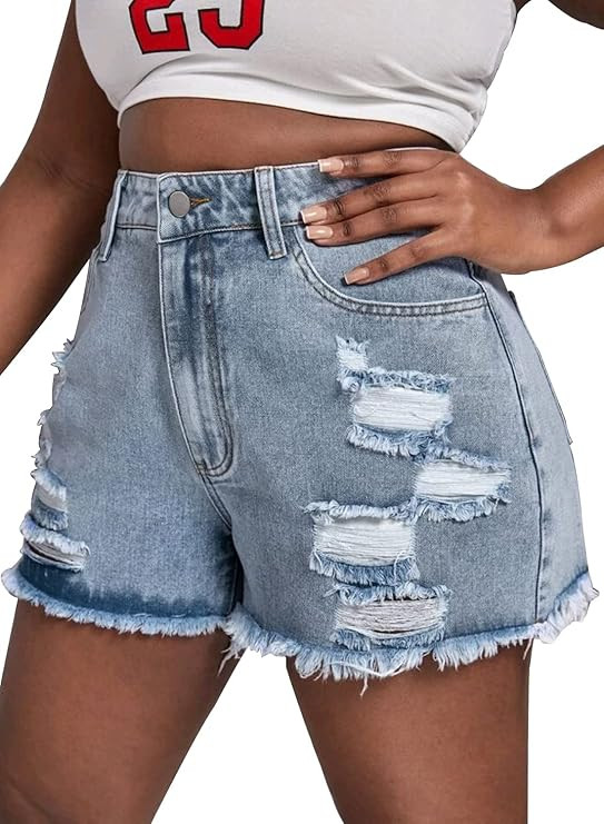 GAGELE Plus Size Denim Shorts Women High Waisted Stretch Summer Jean Shorts | Amazon (US)