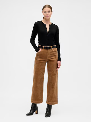 High Rise Wide-Leg Crop Corduroy Pants | Gap Factory