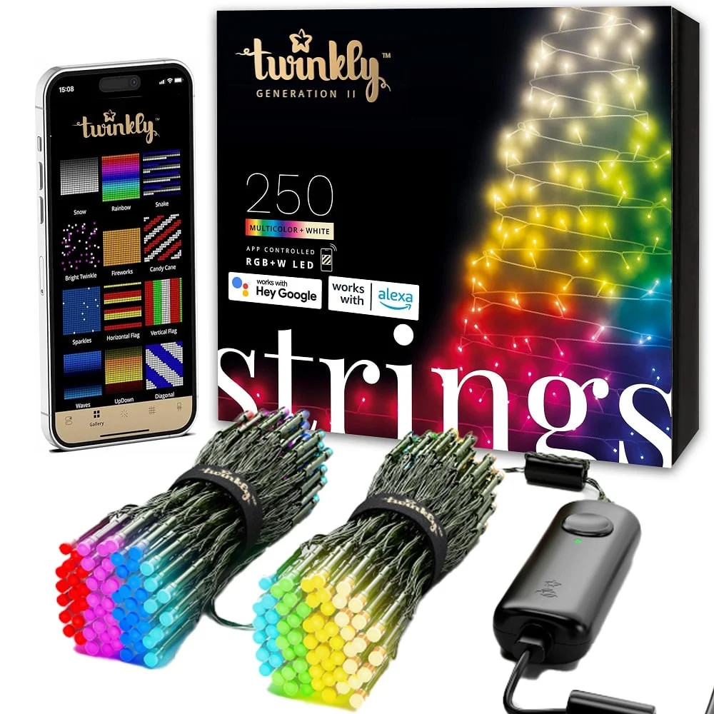 Twinkly App-Controlled 65.6ft Smart String LED Lights with 250 RGB LEDs - WiFi & Bluetooth Connec... | Walmart (US)