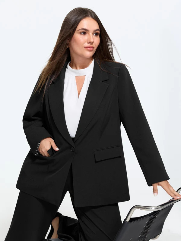 Lapel Collar Single Button Blazer | Bloomchic
