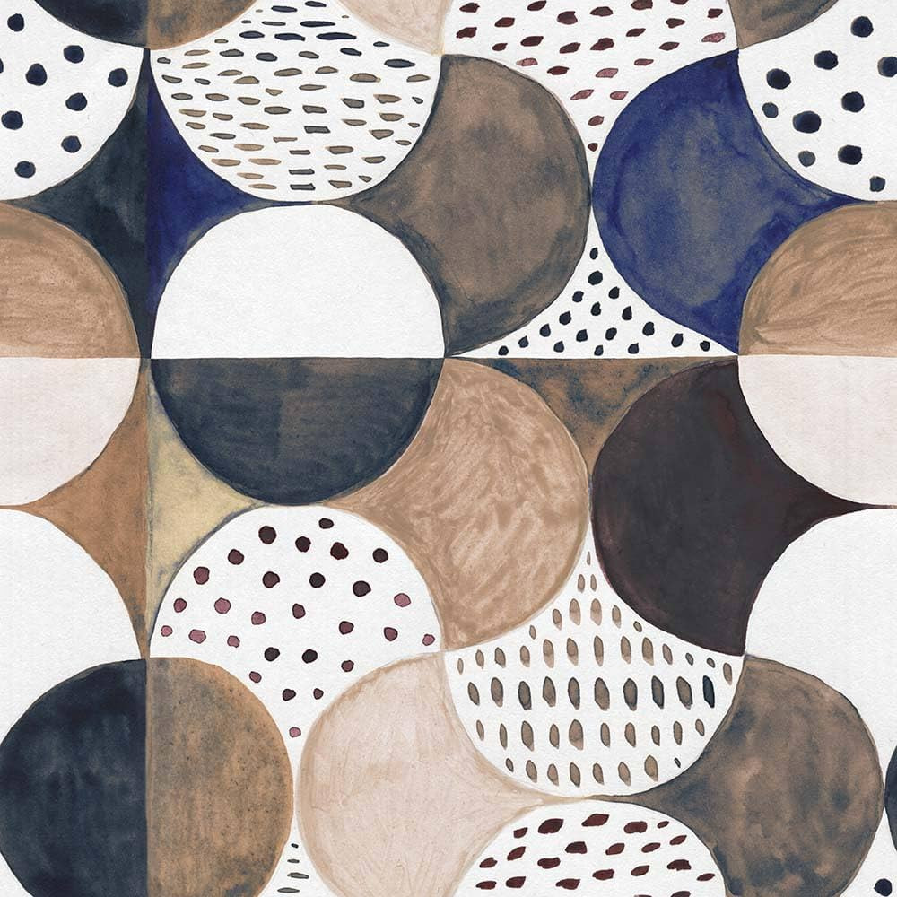 Boho Geometrical Retro Scale Coffee/Blue/White Mosaic Peel and Stick Wallpaper Easy Peel Off Cont... | Amazon (US)