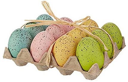 Click for more info about Raz Set of 12 Speckled Easter Eggs, 2.75 Inches x 1.5 Inch Faux Easter Eggs in Egg Crate Gift Pac...