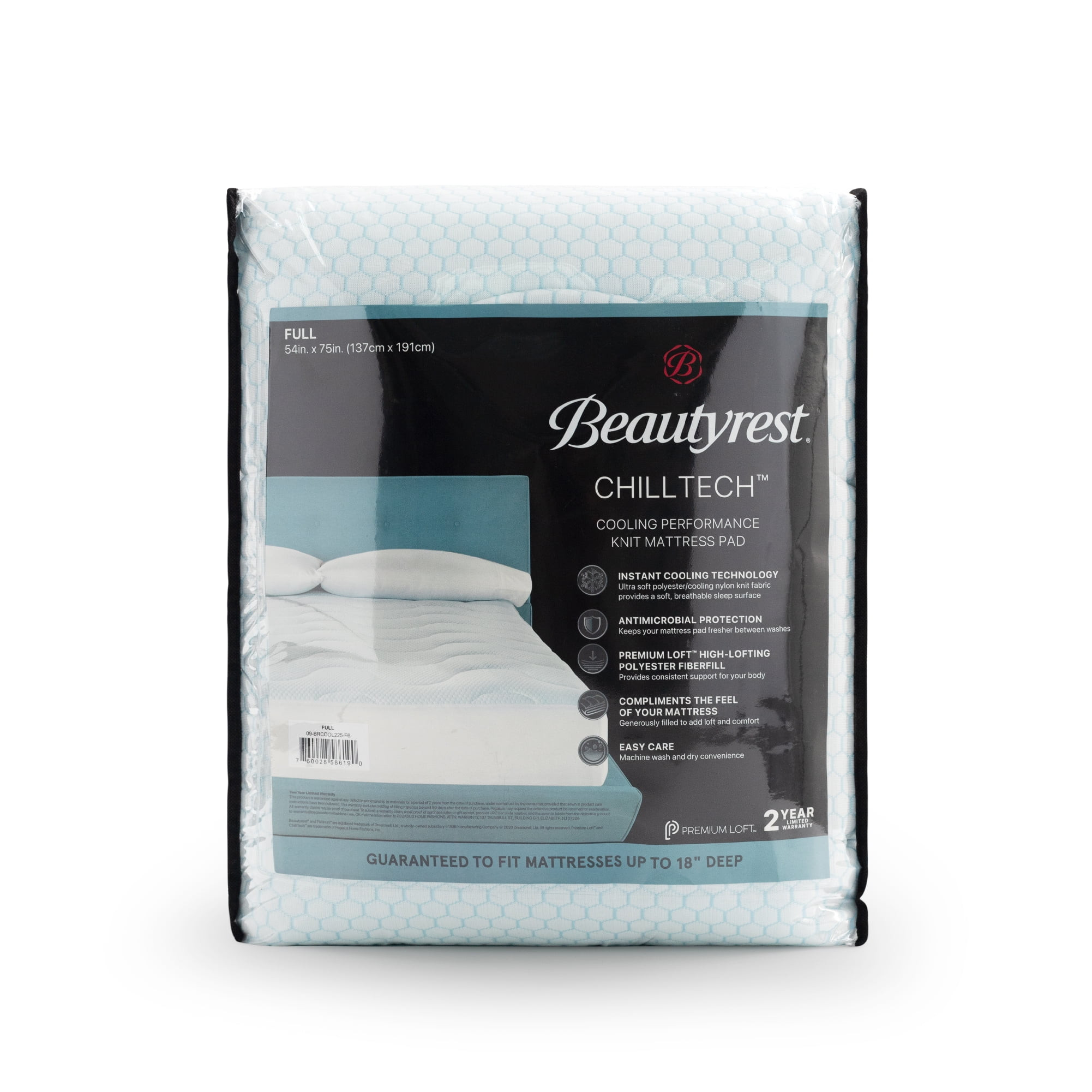 Beautyrest ChillTech Polyester Cooling Performance Mattress Pad, Queen | Walmart (US)