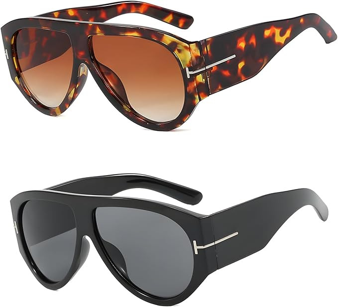 Trendy Oversized Aviator Sunglasses for Women Men Square Thick Frame Large Sun Glasses UV400 Prot... | Amazon (US)