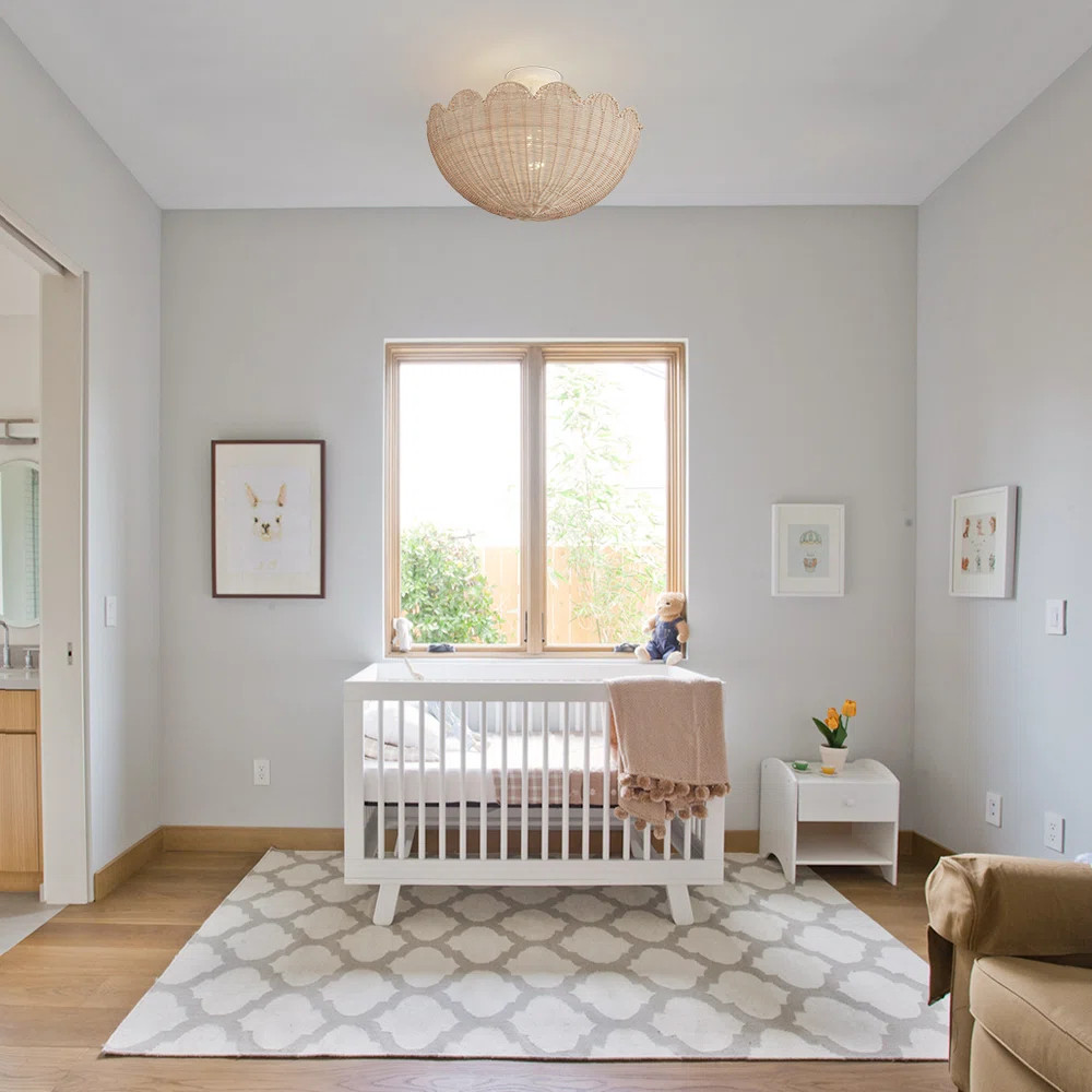 2-Light Rattan Shell-Shape Semi-Flush Mount | Wayfair North America