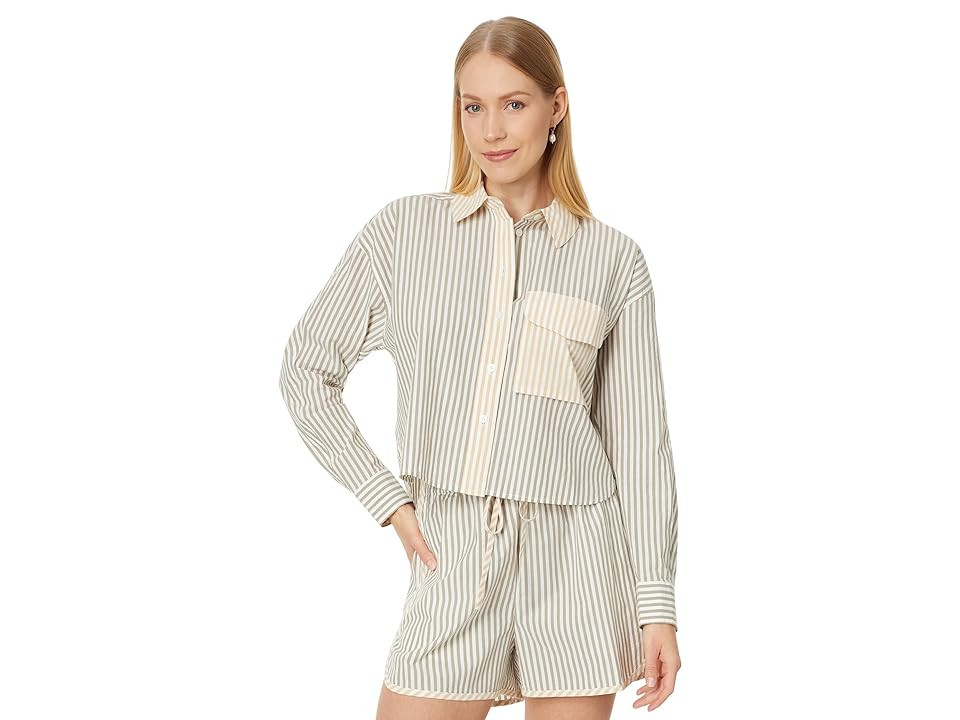 Madewell Flap-Pocket Crop Button-Up Shirt in Poplin Women's Clothing Distant Surplus : 2XS (Women's 000), Cotton/Down | Zappos
