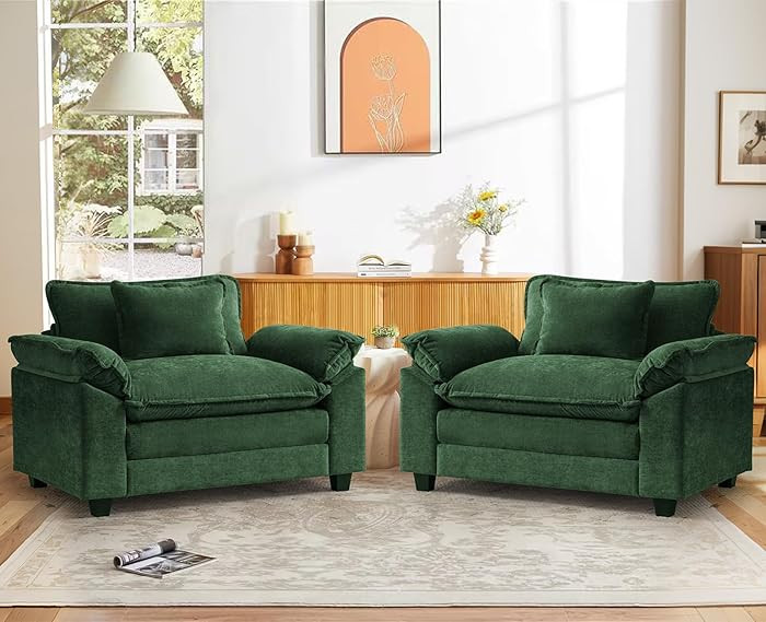 CDCASA Oversized Accent Chair, Chenille Comfy Cloud Sofa Chair with Large Seat and Upholstered Ar... | Amazon (US)