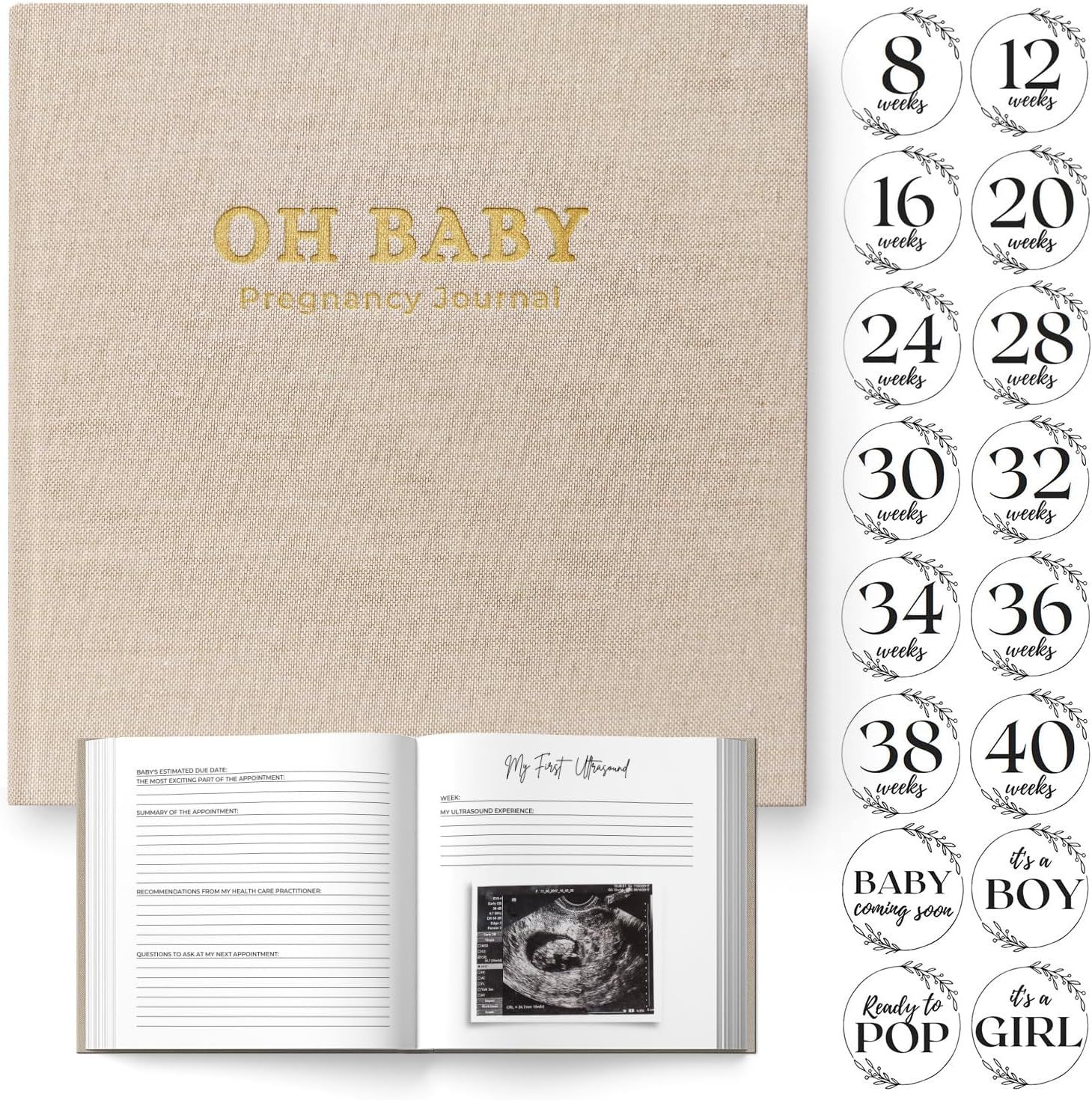 Pregnancy Journal Memory Book - w/BONUS Baby Bump Stickers in the Gender Neutral Baby Book Memory... | Amazon (US)