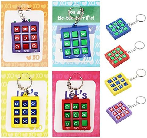 JOYIN 28 Pcs Valentine's Day Gift Cards with Tic-Tac-Toe Keychain, Valentines Days Keychain Set f... | Amazon (US)