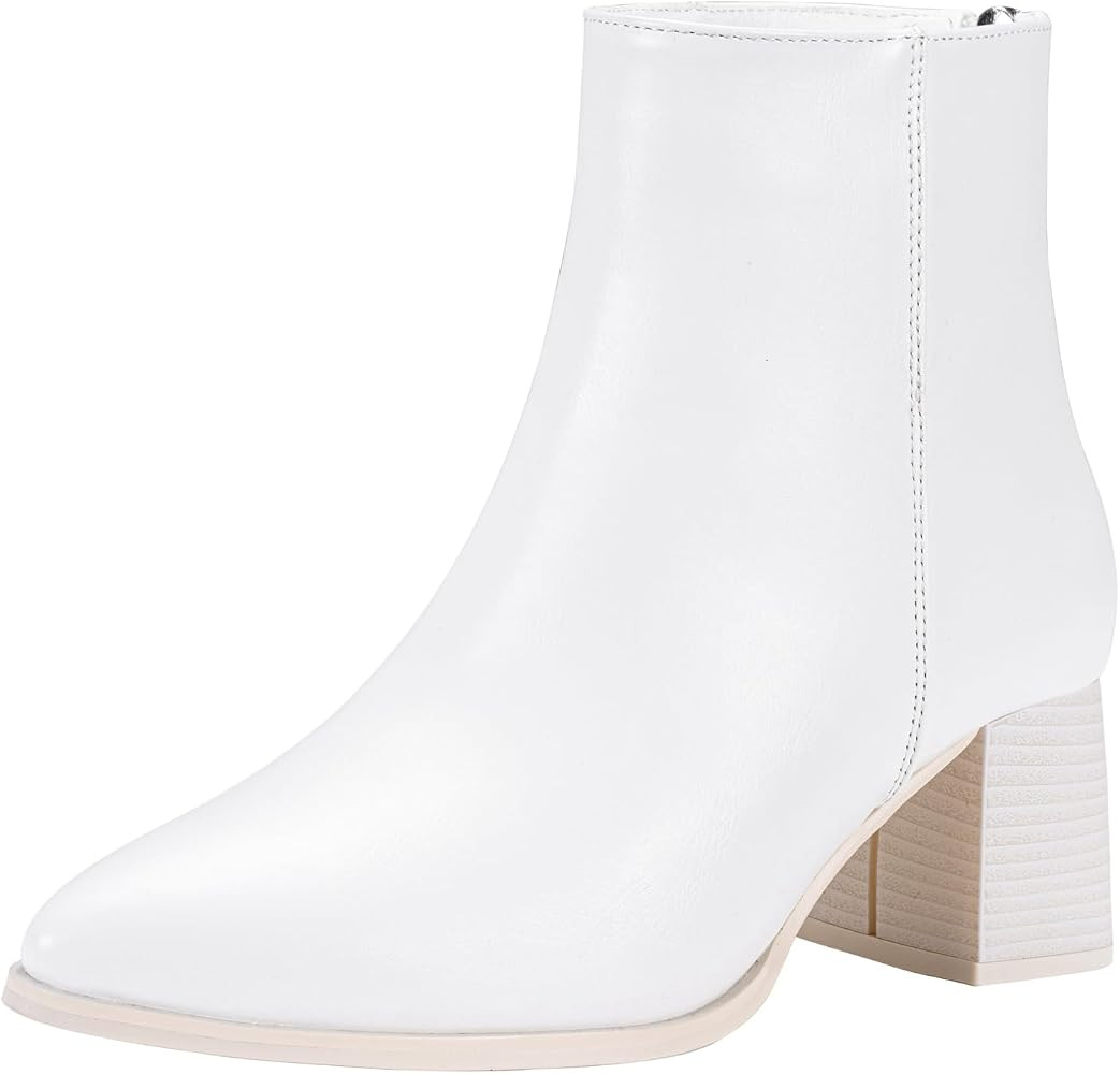Jeossy Women's 9635 Chunky Heeled Ankle Boots | Pointed Toe Stacked Block Heel Booties | Amazon (US)