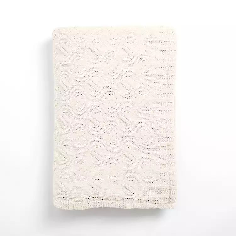 Ivory Chenille Cable Knit Throw | Kirkland's Home