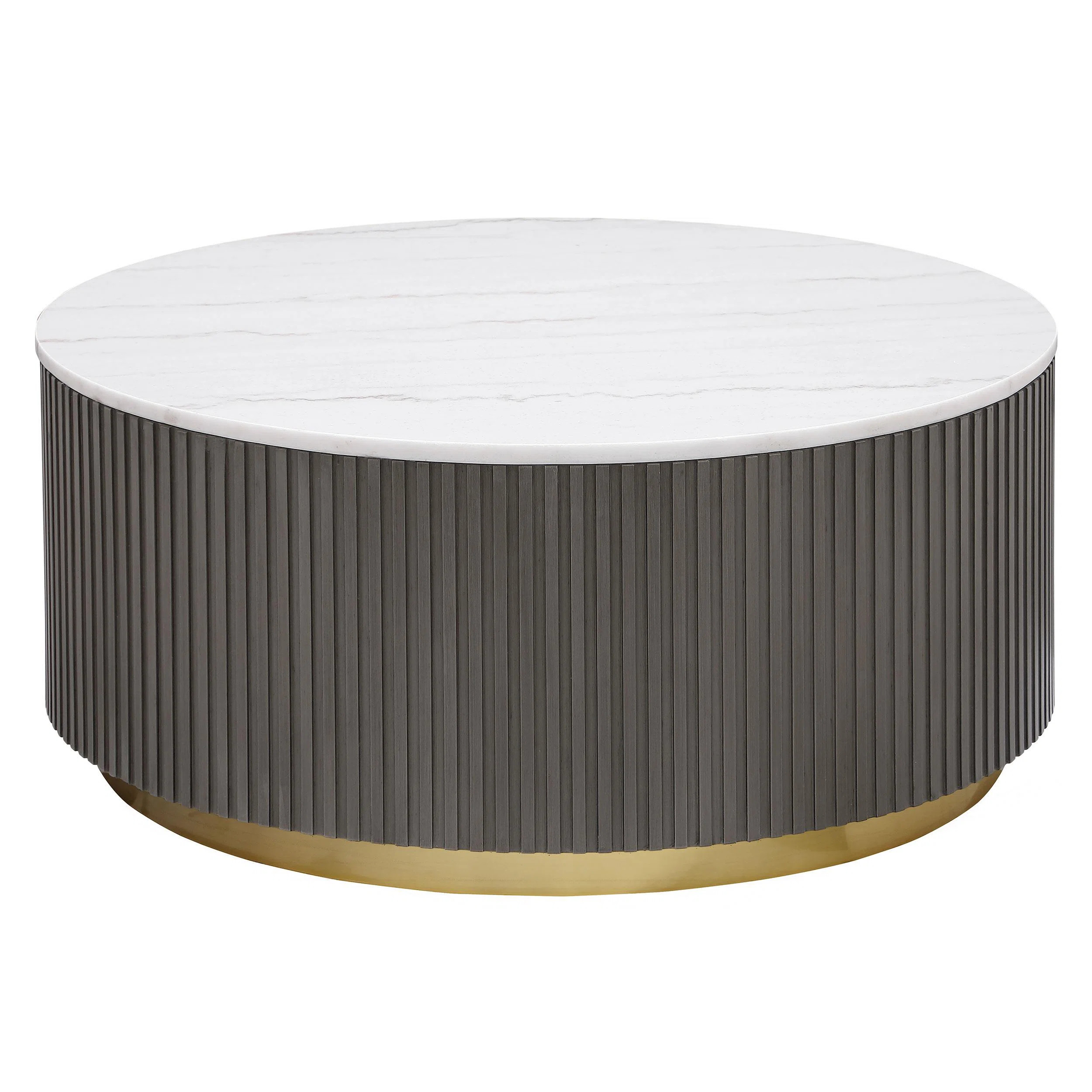 Acus Round Marble Top Coffee Table White | Wayfair North America