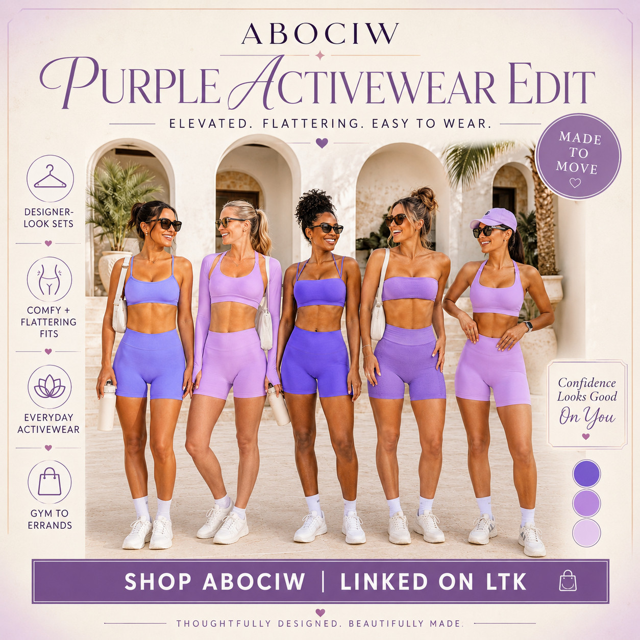 ABOCIW Elevated Athleisure | Purple Short Sets

Purple activewear sets that make your workout outfit feel softer, prettier, and way more elevated 💜

These ABOCIW workout sets are some of the closest Amazon dupes to CSB / expensive athleisure brands if you love that sculpted, designer-look activewear vibe but don’t want to pay luxury activewear prices.

The purple shades are what make this edit feel so good — flattering, feminine, fresh, and perfect for when you want your gym outfit, Pilates outfit, hot girl walk outfit, or everyday athleisure look to feel a little more styled without trying too hard.

What I love about these is that they don’t feel like plain workout sets!!

They have that elevated matching-set look that makes you feel instantly put together, whether you’re heading to the gym, running errands, grabbing coffee, walking outside, traveling, packing for vacation, or just wanting a cute outfit that still feels comfortable.

The purple color gives that soft-but-confident “she has her life together” energy without needing to plan a full outfit, which is exactly why matching sets like this are so easy to wear on repeat.

These are especially good if you want comfy activewear that still feels flattering, feminine, sculpted, and designer-inspired.

Pair them with white sneakers, crew socks, a tote bag, sunglasses, a baseball hat, or an oversized button-down for that gym-to-errands look that feels polished but still effortless.

I did the digging for you — if you’ve been wanting cute Amazon activewear, purple workout sets, matching gym sets, Pilates outfits, hot girl walk outfits, or affordable athleisure that gives expensive brand energy, these are the ABOCIW sets I’d check first before colors and sizes start moving!!

📌 SAVE this for your next activewear refresh.

↓ Everything is linked!

#LTKActive #LTKSaleAlert #LTKTravel