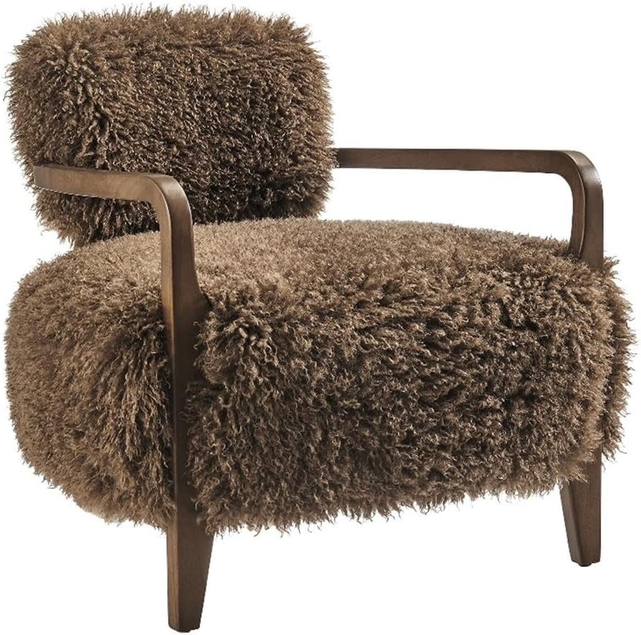 Modway Zinnia Faux Fur Accent Chair in Brown - Oversized Comfy Upholstered Single Sofa Lounge Chair for Living Room, Bedroom, Reading Nook, Or Home Office | Amazon (US)