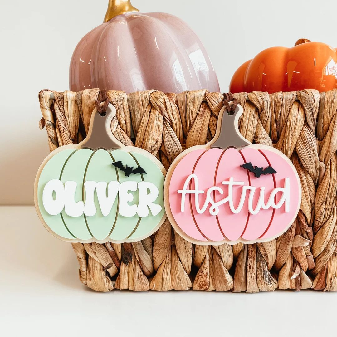 Boo Basket Tag Halloween Basket Tag Acrylic 3D Pumpkin Tag - Etsy | Etsy (US)