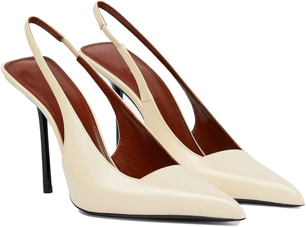 THESHY Women's Pointed Toe High Stiletto Heels Slingback Stretch Slip-on Pumps Backless Patent Leather Fashion Dress Shoes for Women | Amazon (US)