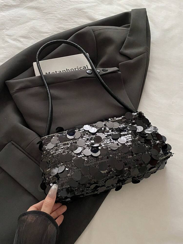 New Fashion Sequin Decorated Handbag & Shoulder Bag, Suitable For Party, Outing, Vacation, Shopping And Daily Use, Can Hold Coins, Phones, Also Works As Elegant Work Bag For Office Ladies, College Students And Working Women | SHEIN