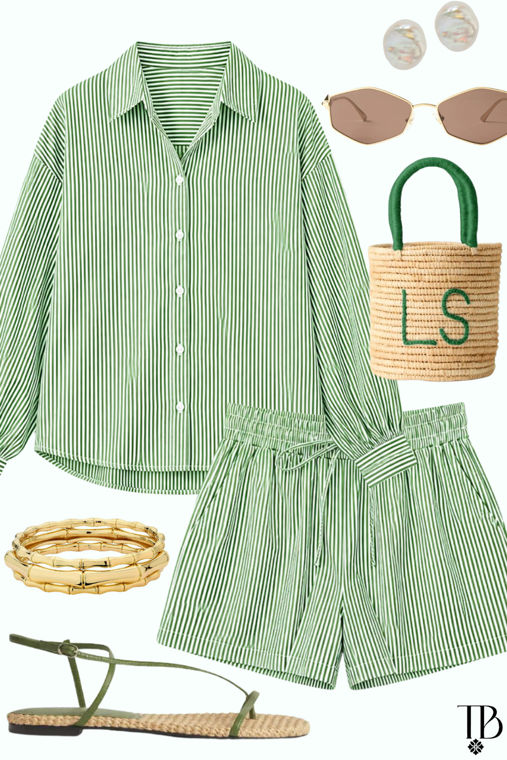 Green stripes and vacation vibes 💚☀️ This matching set is giving coastal mornings, market strolls, and effortless summer style. #LTKStyle #SummerOutfit #ResortWear #VacationStyle #LTKFinds 🌿✨ 

 