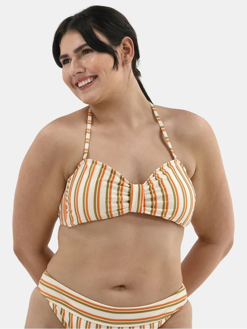 No Boundaries Women's Horizon Hues Cinched Bandeau Bikini Top, Sizes XXS-XXL | Walmart (US)