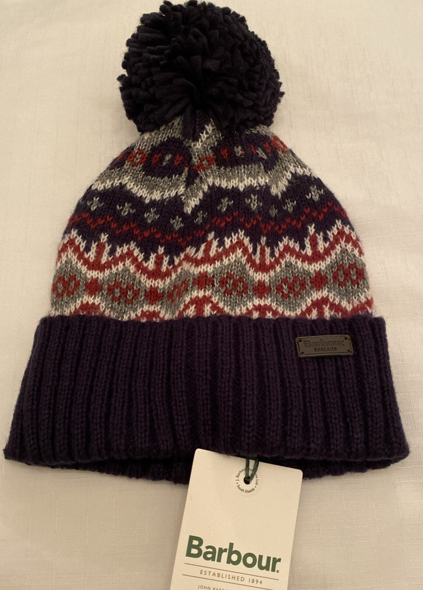 Barbour Mens Case Fairisle Beanie Hat - Blue Granite - New - One Size | eBay UK