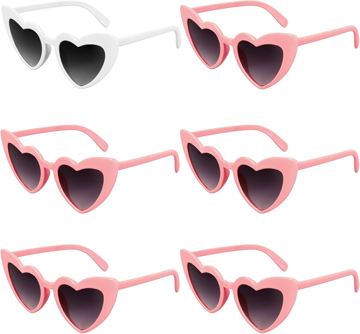 6 Pack Vintage Heart Shaped Cat Eye Sunglasses for Women Girl Bulk Retro Heart Sunglasses for Bri... | Amazon (US)
