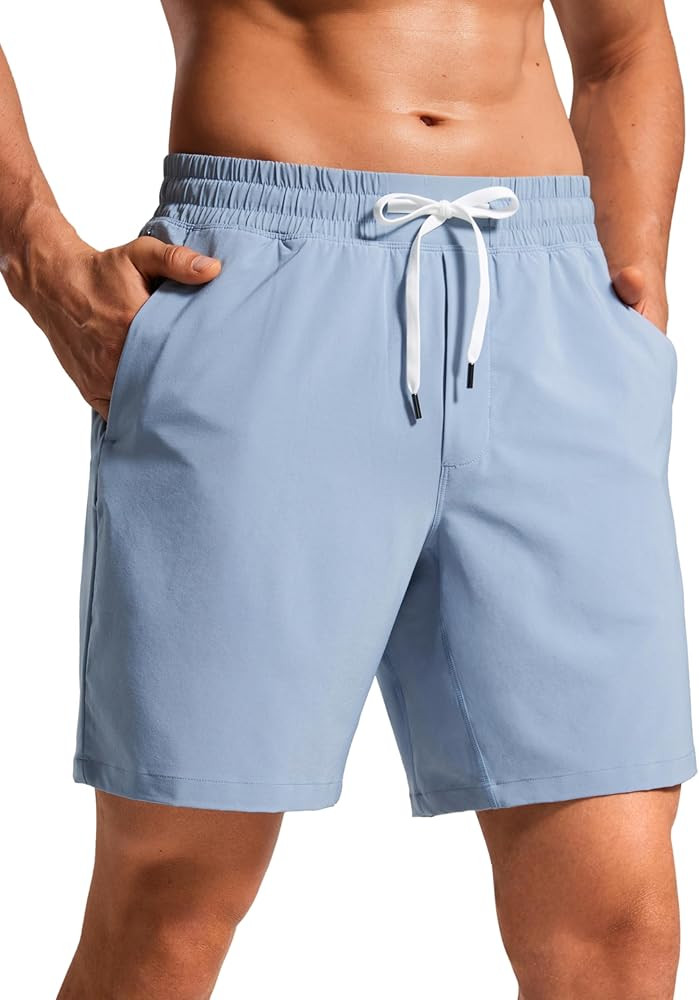 CRZ YOGA Mens Swim Trunks 7'' Quick Dry Mesh Lining Athletic Casual Swimwear Shorts with Zipper P... | Amazon (US)