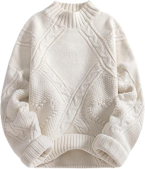 Aelfric Eden Women's Oversized Cable Knit Chunky Sweater Mock Neck Long Sleeve Heart Knit Pullove... | Amazon (US)