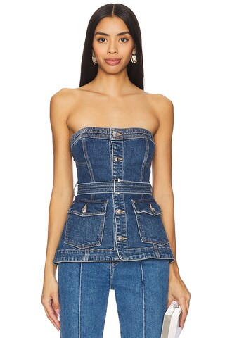 Luda Bustier Top in Washed Blue | Revolve Clothing (Global)